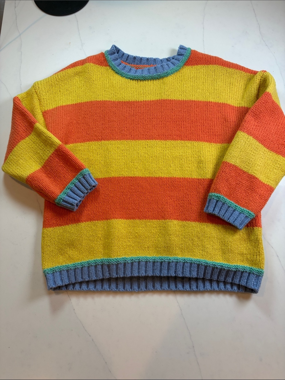 Striped Crewneck Sweater in Yellow & Orange